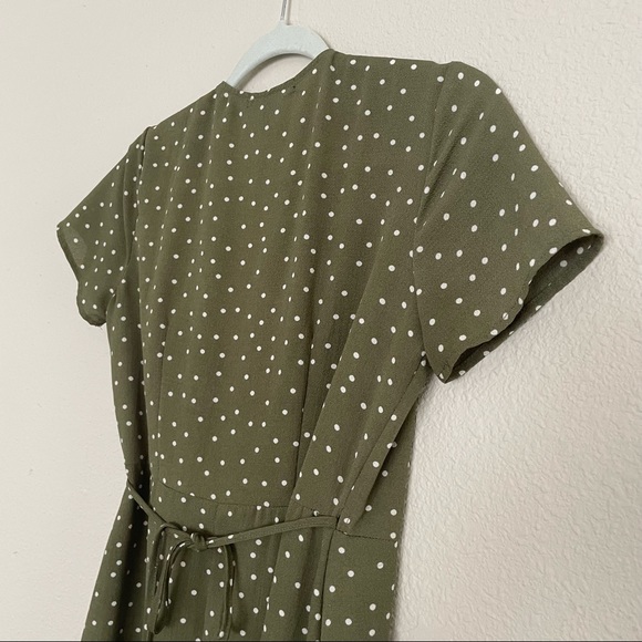 Forever 21 Olive Polka Dot Wrap Mini Dress - Picture 10 of 12